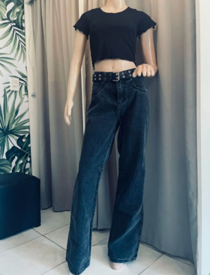 Wide leg gris oscuro