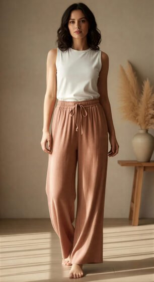 Palazzo de lino con spandex