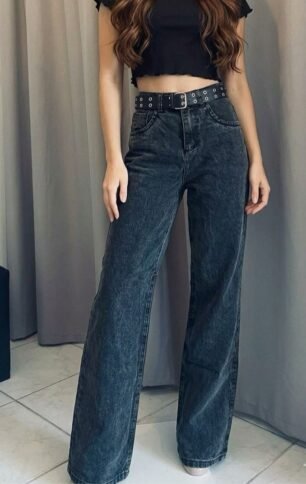 Wide leg gris oscuro
