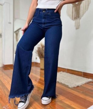Wide leg azul desflecado t36