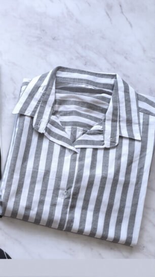 Camisa 3/4 rayas en gris t1