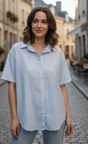 Camisa celeste mangas corta t5