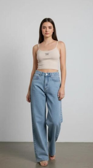 ÚLTIMOS EN OFERTA Jean wide leg celeste
