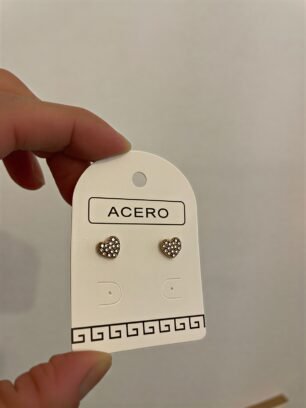 Aros corazon piedras acero dorado