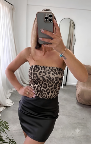 Strapless animal print soft